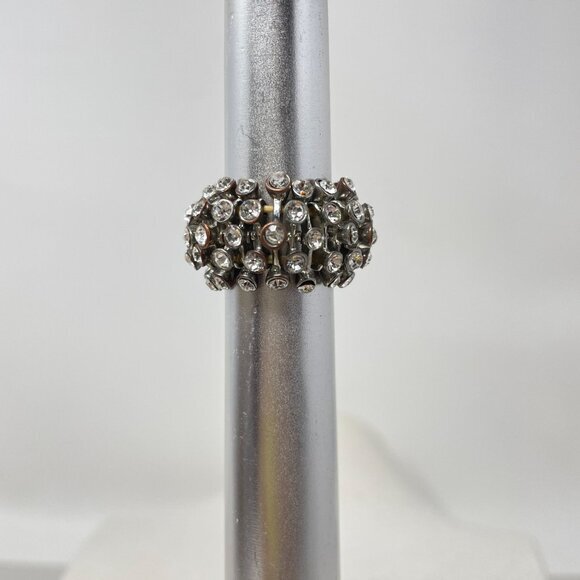 Rhinestone Stretch Cocktail Ring One Size Sparkle Shine Bling Fairy‎ Vintage - Picture 1 of 13